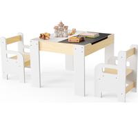 Ensemble table et chaises pour enfants - Table d'activités en bois - Tableau inscriptible - Espace de rangement avec boîtes - Design autonome - Marron