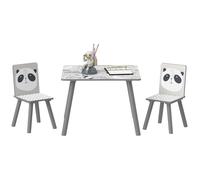 Ensemble table et chaises pour enfants - ZONEKIZ - motif animaux - pour chambre à coucher salle de jeux - pieds en bois - gris