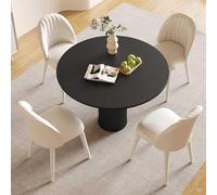 Ensemble table et chaises rondes 4 places, chaises modernes pour réception, table basse d'appoint, bureau ou salon, noir 90 cm / 35,4 pouces
