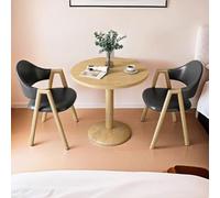 Ensemble table et chaises rondes du milieu du siècle pour 2 petites tables de café avec pieds en métal, meubles de salle à manger élégants noirs et bois, parfaits pour la maison et les loisirs