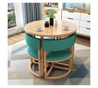 Ensemble table et chaises rondes pour 4 personnes, table de petit-déjeuner compacte vert clair avec 4 chaises rembourrées, mobilier de cuisine gain de place pour petit appartement, café ou salle de