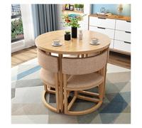 Ensemble table et chaises rondes pour 4 personnes, table de petit-déjeuner compacte vert clair avec 4 chaises rembourrées, mobilier de cuisine gain de place pour petit appartement, café ou salle de