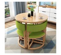 Ensemble table et chaises rondes pour 4 personnes, table de petit-déjeuner compacte vert clair avec 4 chaises rembourrées, mobilier de cuisine gain de place pour petit appartement, café ou salle de