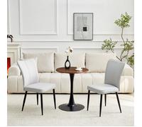 Ensemble table et chaises,Table d'appoint ronde de 60 cm et 2 chaises de salle à manger en gris clair, pour salon, salle à manger