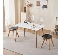 Ensemble table et chaises - Table rectangulaire - Moderne - 4 chaises en acrylique transparent (noir)