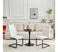 Ensemble table et chaises, table ronde de 60 cm de diamètre, en MDF, 2 chaises blanches avec motif losange (noyer, blanc et noir)