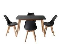 Ensemble table extensible 120/160cm HELGA et 4 chaises NORA noir Noir G