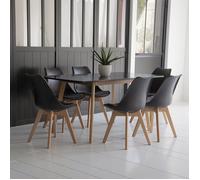 Ensemble table extensible 120/160cm HELGA et 6 chaises NORA noir