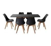 Ensemble table extensible 120/160cm HELGA et 6 chaises NORA noir