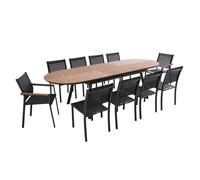 Ensemble table extensible 220/280 cm et 10 chaises de jardin Jakarta - Oviala