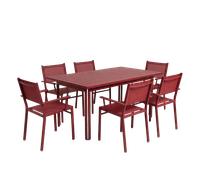 Ensemble Table + Fauteuils FERMOB Costa 6 personnes - Piment
