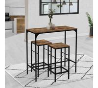 Ensemble Table Haute De Bar Dayton 100 Cm Et 2 Tabourets Effet Vieilli Design Industriel