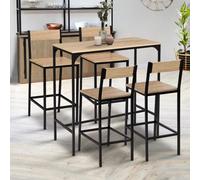 IDMarket – Ensemble table haute de bar Detroit 100 cm avec 4 chaises design industriel