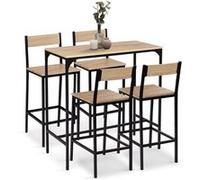 IDMarket – Ensemble table haute de bar Detroit 100 cm avec 4 chaises design industriel