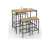 Table Haute De Bar Detroit Et 4 Tabourets Design Industriel Marron