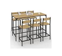 Ensemble table haute de bar DETROIT 150x60 cm Bois et Métal industriel