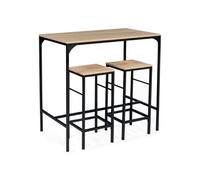 Ensemble table haute de bar DETROIT 95 cm et 2 tabourets design industriel