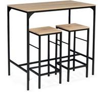 IDMarket Ensemble table haute de bar DETROIT 95 cm – 2 tabourets – design industriel