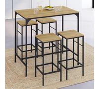 Table Haute De Bar Detroit Et 4 Tabourets Design Industriel Marron