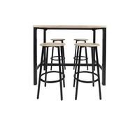 Ensemble Table Haute et 4 Tabourets en MDF et Pieds Métal Noir - CORTEZ -