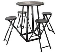 Ensemble table haute et 4 tabourets ext Atmosphera - Noir Noir G