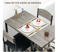 Ensemble table haute et chaises - GARVEE - Avec sièges rembourrés et étagère 3 niveaux - Gris