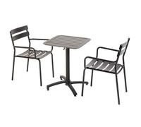 Ensemble table inclinable de terrasse 60 x 60 cm et 2 fauteuils noir - Oviala Almada