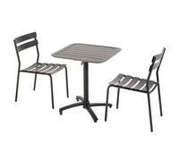 Ensemble table inclinable de terrasse 70 x 70 cm et 2 chaises noir - Oviala Almada