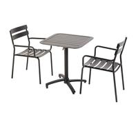 Ensemble table inclinable de terrasse 70 x 70 cm et 2 fauteuils noir - Oviala Almada