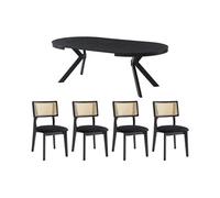Ensemble table KOMONI + 4 chaises CALENYA - Noir