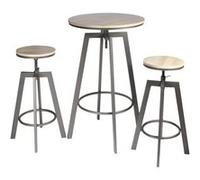 Ensemble Table Mange-Debout et 2 Tabourets Réglables - STARK - ALTOBUY Marron G