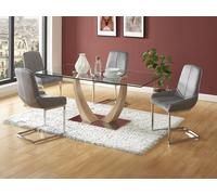 Ensemble table MELODIE II + 4 chaises BERLONA - Transparent et gris
