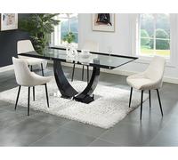 Ensemble table MEZZO II + 4 chaises MASURIE - Transparent et crème