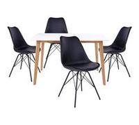 Ensemble Table Naturelle et Blanche + 4 Chaises Noires - GRAM - ALTOBUY Blanc G