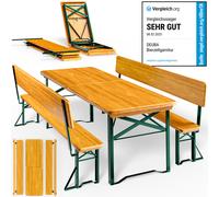 Ensemble table pliable et 2x bancs avec dossiers amovibles 8 personnes bois