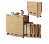 Ensemble table pliante en bois massif avec 4 chaises, table à manger pour cuisine, salle à manger, salon, restaurant