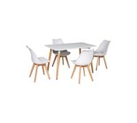 Ensemble table rectangulaire 120cm PIA et 4 chaises NORA blanc