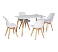 Ensemble table rectangulaire 120cm PIA et 4 chaises NORA blanc