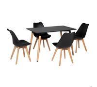 Ensemble table rectangulaire 120cm PIA et 4 chaises NORA noir