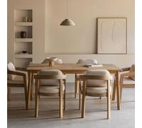 Ensemble table rectangulaire 180x90 cm en bois d'acacia Kaela et 6 chaises de salle à manger en bois d'acacia Uleno Acacia Marron Clair