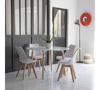 Ensemble table ronde 120cm MARTHA et 4 chaises NORA blanc