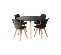 Ensemble table ronde 120cm MARTHA et 4 chaises NORA noir