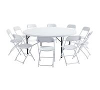 Ensemble table ronde et 8 chaises pliantes - Oviala REKKEM