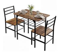 Ensemble table salle à manger avec 2 chaises - HOMCOM - industriel - avec étagère - 80x50x78,8cm - bois et métal - brun rustique