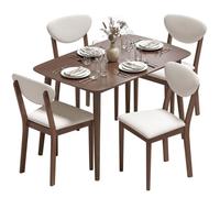 Ensemble table salle à manger avec 4 chaises - HOMCOM - 5 pièces - assise rembourrée - bois massif - 120 x 75 x 74,5 cm - crème