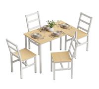 Ensemble table salle à manger avec 4 chaises - HOMCOM - table rectangulaire 108 cm, chaises à dossier à lattes - chêne et blanc