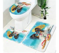 Ensemble Tapis WC 3 Pièces Papillon Animal Antidérapant, Absorbant et Doux Style Aquarelle Tapis de Bain et Housse Couvercle Toilette pour Salle de Bain et WC