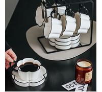 Ensemble tasse à café et soucoupe en céramique - Style minimaliste nordique - Tasse et soucoupe en forme de pétale