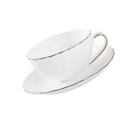 Ensemble Tasse à Café Soucoupe en Porcelaine Style Européen blanc | Anse Pratique, Bord Lisse, Protection de Table, pour Boissons Chaudes, Lait, Petit Déjeuner, Cafés et Hôtels