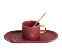 Ensemble tasse de café porcelaine avec sous-tasse rouge Rouge G